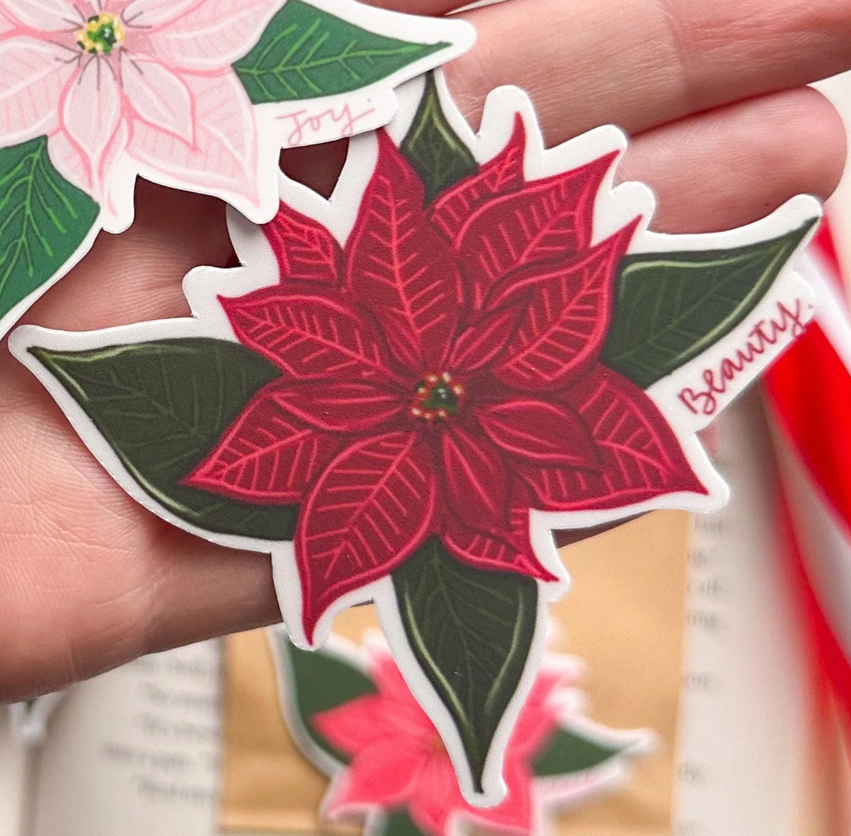 RED Poinsettia Sticker