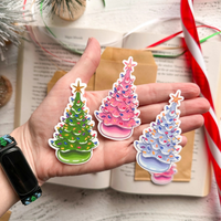 PINK Vintage Ceramic Christmas Tree Sticker