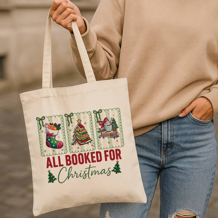Holiday Reading Book Lover Canvas Tote Bag
